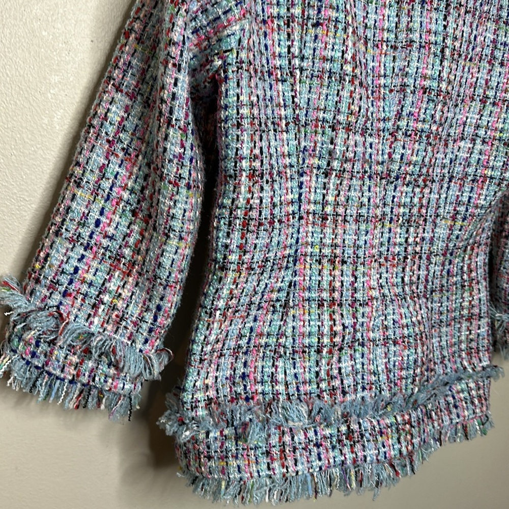 COPY - T6 Boston Proper Tweed Open Front Blazer Spring Colors Career size 6 - Picture 8 of 12